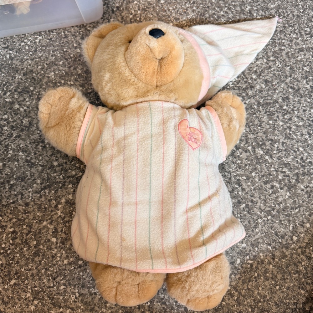Heart to Heart 1986 Heartbeat Vintage Teddy Bear in Nightgown Plush Toy Doll
